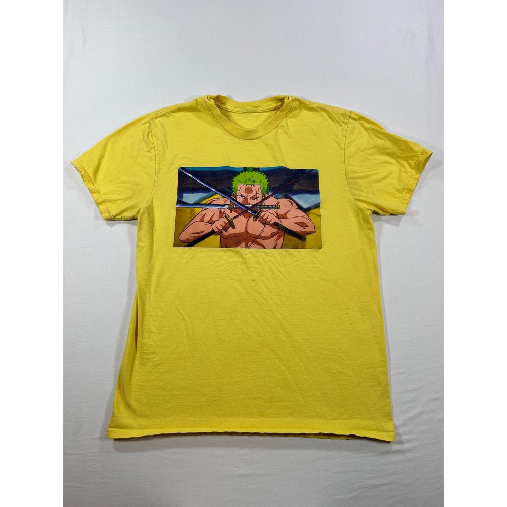One Piece Roronoa Zoro Graphic T-Shirt Yellow Anime Manga Mens Medium